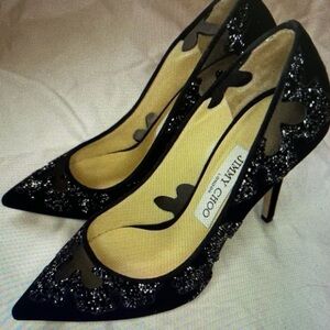 Nine West Black Heels with Silver Accents